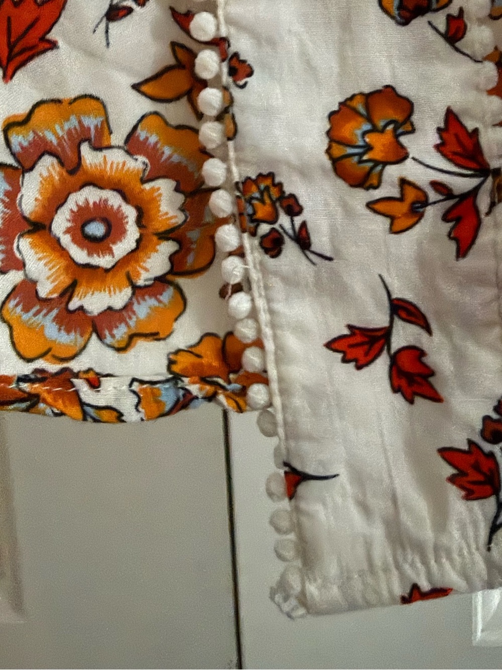 Westport Floral Open Kimono Jacket - White, Mustard & Rust 26 inch P2P - Picture 7 of 7